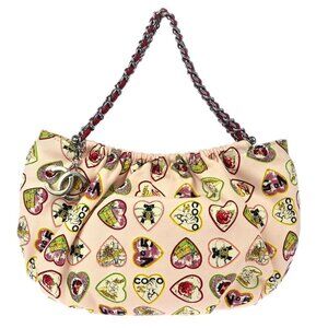 Chanel Pink Canvas Valentine Chain Handbag 176219